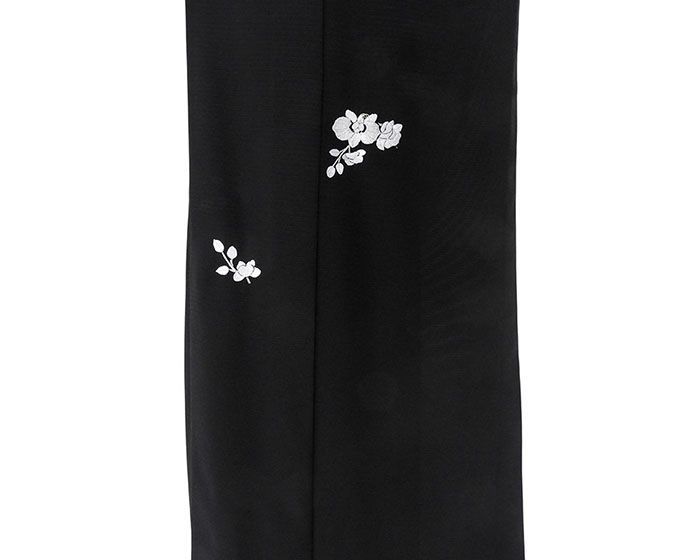 夏物 絽付下訪問着 新品 仕立上がり 正絹 刺繍 蘭 黒 ブラック 身丈