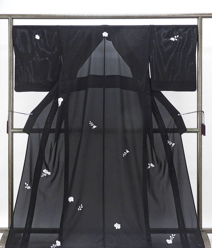 夏物 絽付下訪問着 新品 仕立上がり 正絹 刺繍 蘭 黒 ブラック 身丈