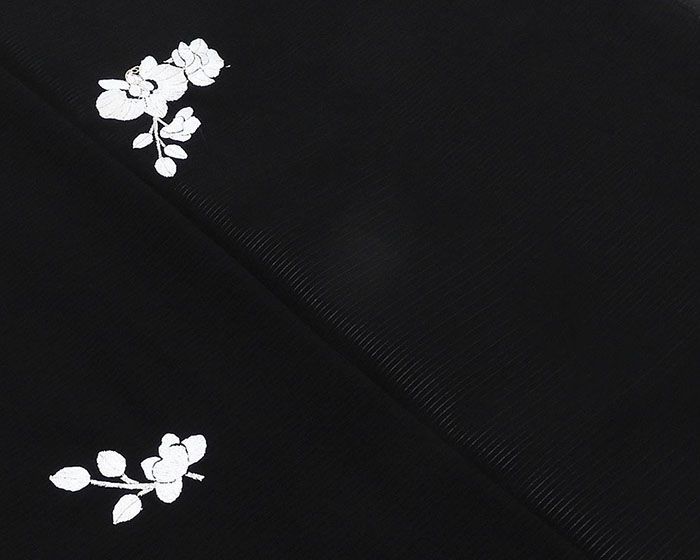 夏物 絽付下訪問着 新品 仕立上がり 正絹 刺繍 蘭 黒 ブラック 身丈