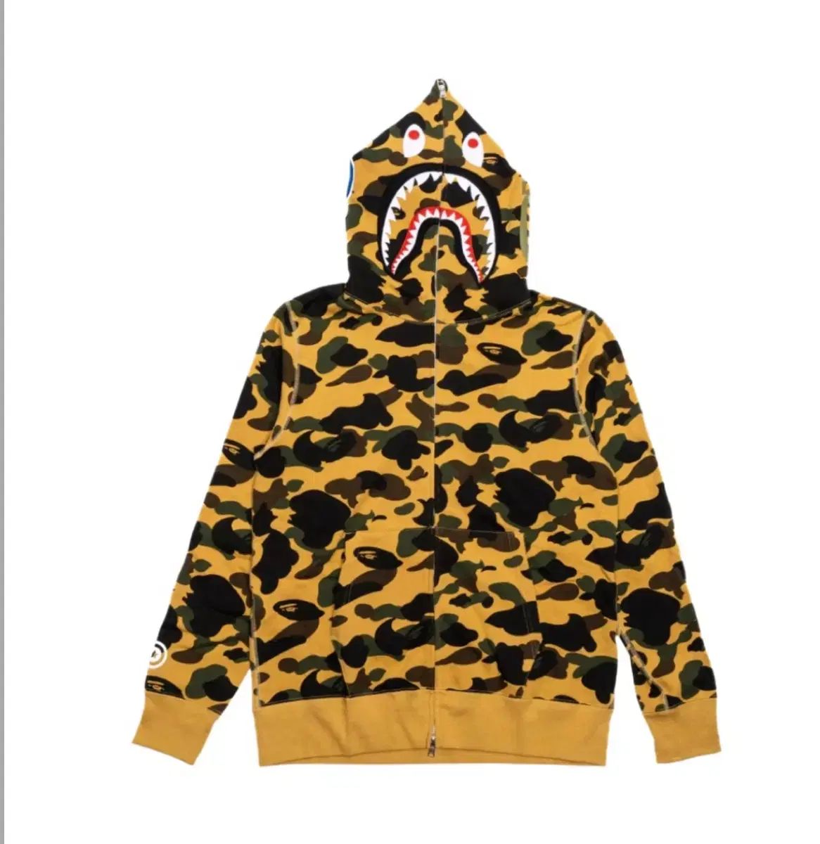 正規品) A BATHING APE アベイシングエイプ シャーク フーディ ジップアップ イェロー カモ M