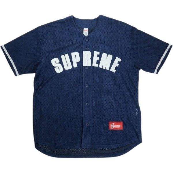 Size【M】 SUPREME シュプリーム 24SS Ultrasuede Mesh Baseball Jersey Navy ベースボールジャージ 紺 【中古品-非常に良い】 30012730