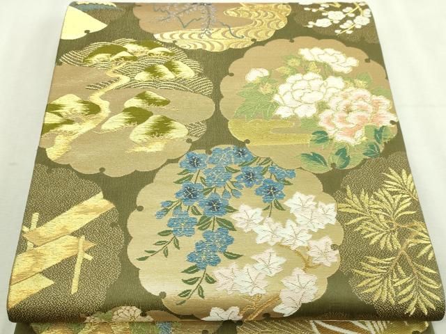 平和屋本店▼六通柄袋帯　粋峰琳派　本金箔　正絹　逸品　DABI1310sf