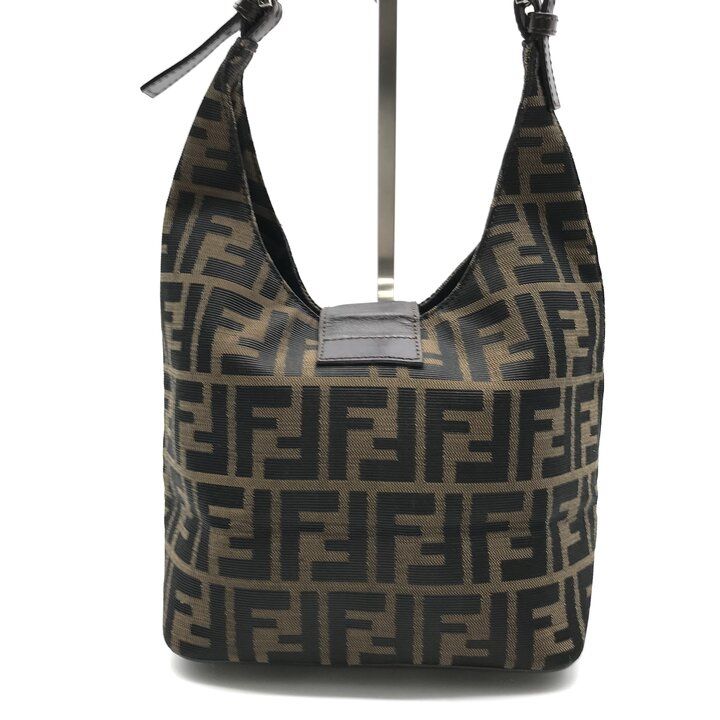 フェンディ ズッカ ワンショルダーバッグ ブラック キャンバス 美品 FENDI フェンディ ズッカ キャンバス レザー ショルダー ワン