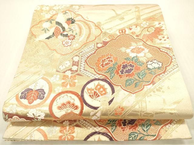 平和屋本店▼六通柄袋帯　唐織　宴舞　鳳凰花文　本金箔九百錦　正絹　逸品　DABH0908op
