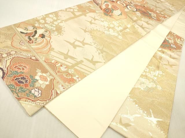 平和屋本店▼六通柄袋帯　唐織　宴舞　鳳凰花文　本金箔九百錦　正絹　逸品　DABH0908op