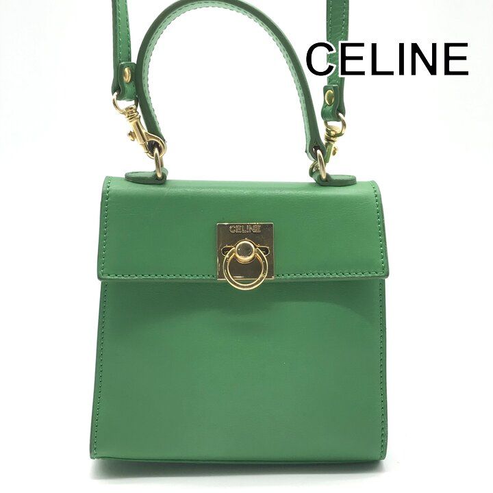 良品 CELINE セリーヌ レザー ゴールド金具 ミニ 2way ハンド ショルダー バッグ グリーン ブランド 鞄 かばん レディース r2023 40,170円