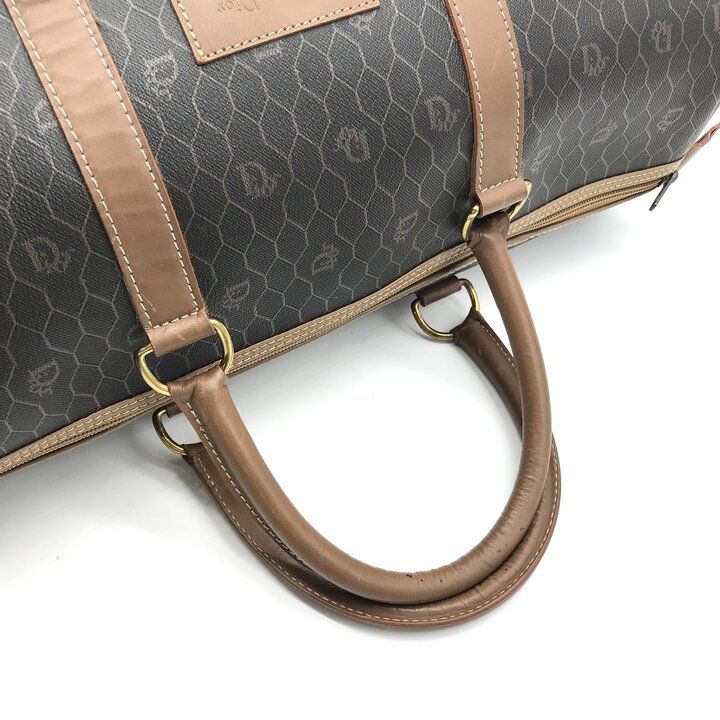 良品 Christian Dior ディオール ハニカム PVC ハンド ボストン バッグ ブラウン ブランド 鞄 BAG ファッション r2040