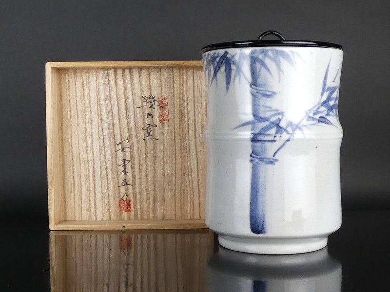 韓国人間国宝 安東五 作 竹文 水指 共箱 保証品 焚川窯 /R782(J-4