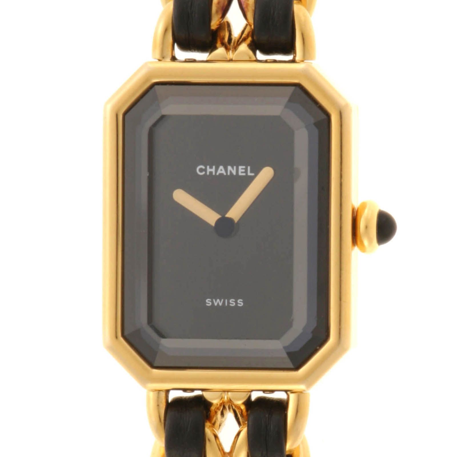 CHANEL シャネル プルミエールM H0001 腕時計 GP GP/本革 ブラック クオーツ ブラック文字盤 レディース【中古】436