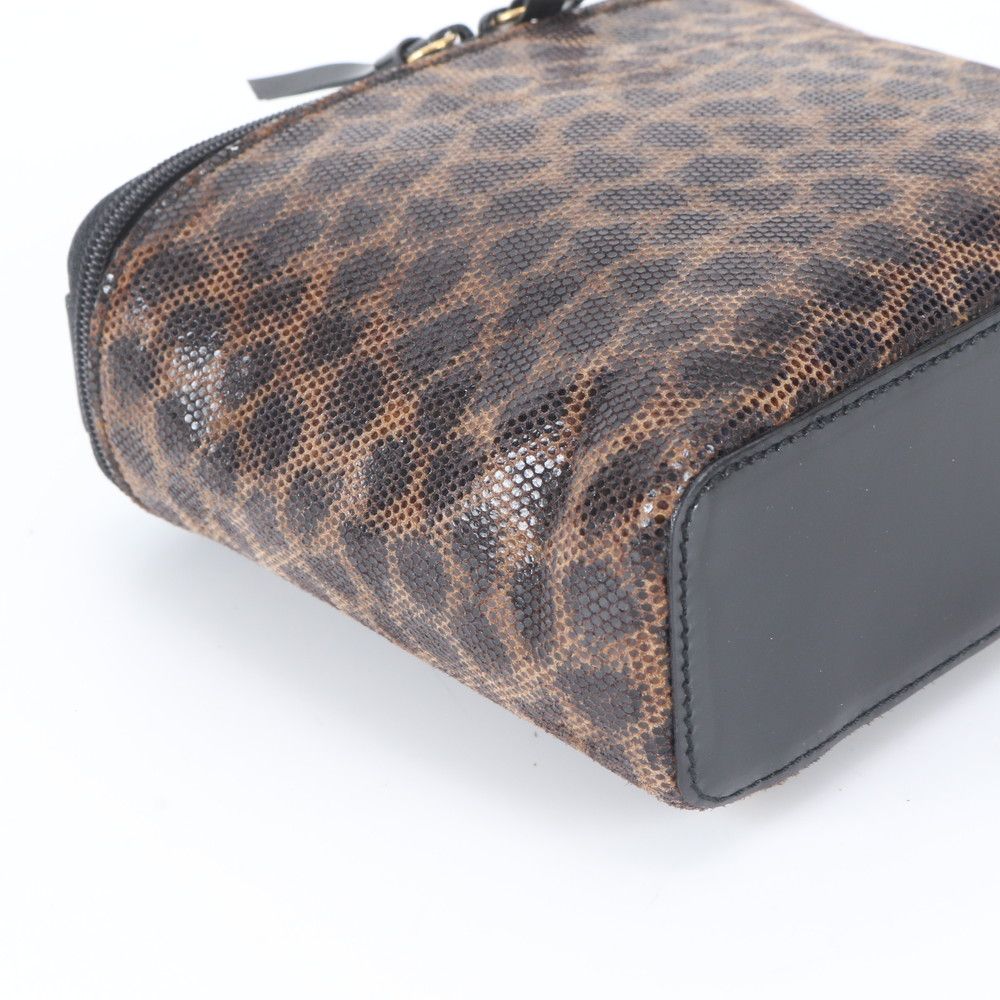 【美品】LOEWE ロエベ レオパード柄 バニティバッグ ポーチ ハンドバッグ 美品 ロエベ バニティ ポーチ レオパード レザー ハンドバッグ