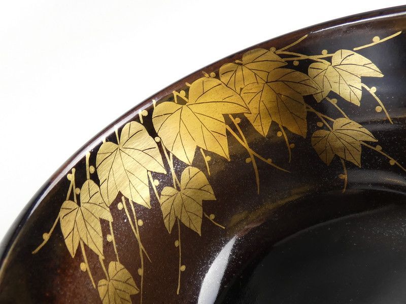淡海ぜぜ 陽炎園 造 岩崎新定 膳所焼「色絵 蔦 茶碗」共箱 保証品