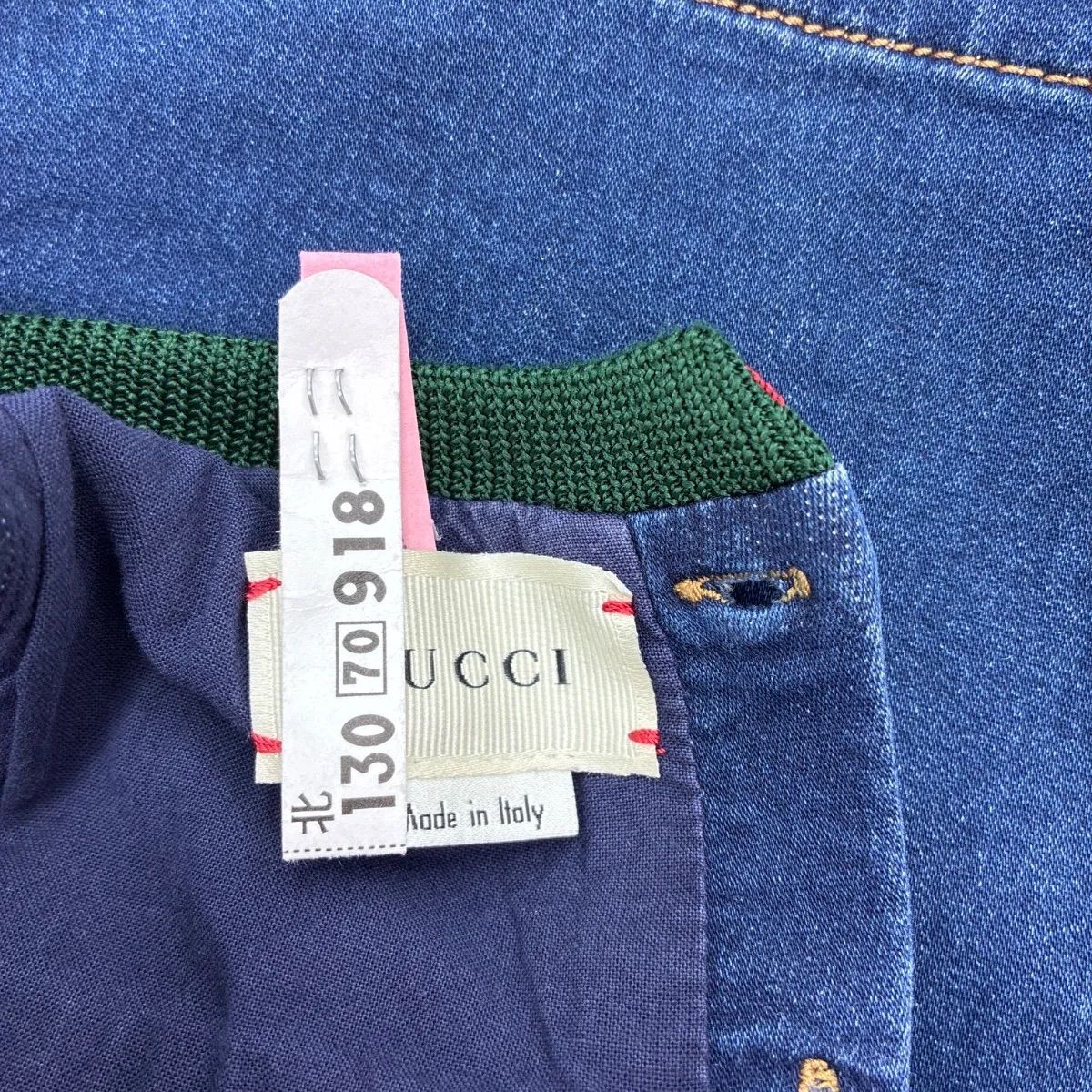 グッチ GUCCI】キッズ 半袖ワンピース シェリーライン入りデニム風