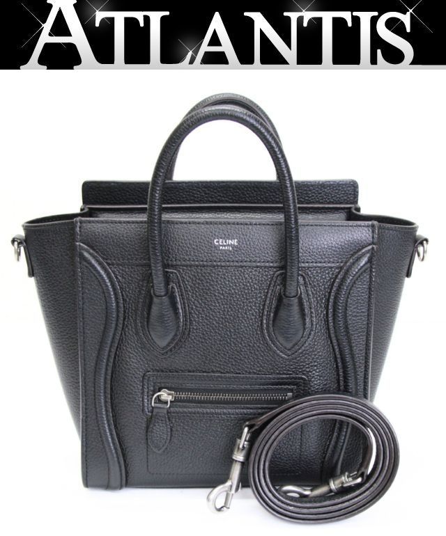 CELINE セリーヌ ラゲージ ナノショッパー 2WAYバッグ レザー 黒