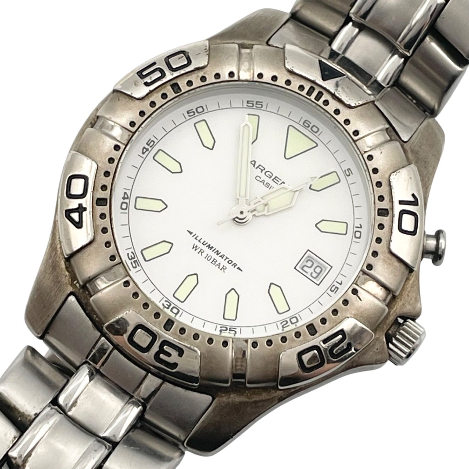 稼働 CASIO カシオ ARGENT 腕時計 ARG-103 ホワイト文字盤 ダイバー 夜光 3針 QZ 【n39】 6,958円