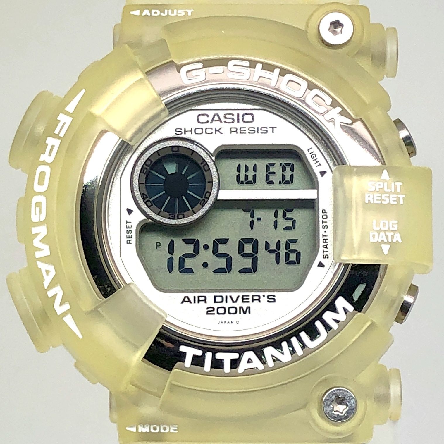 G-SHOCK ジーショック DW-8201WC-7T FROGMAN WCCS フロッグマン スケルトン チタンケース 白ロゴ マンタEL 1998年6月発売