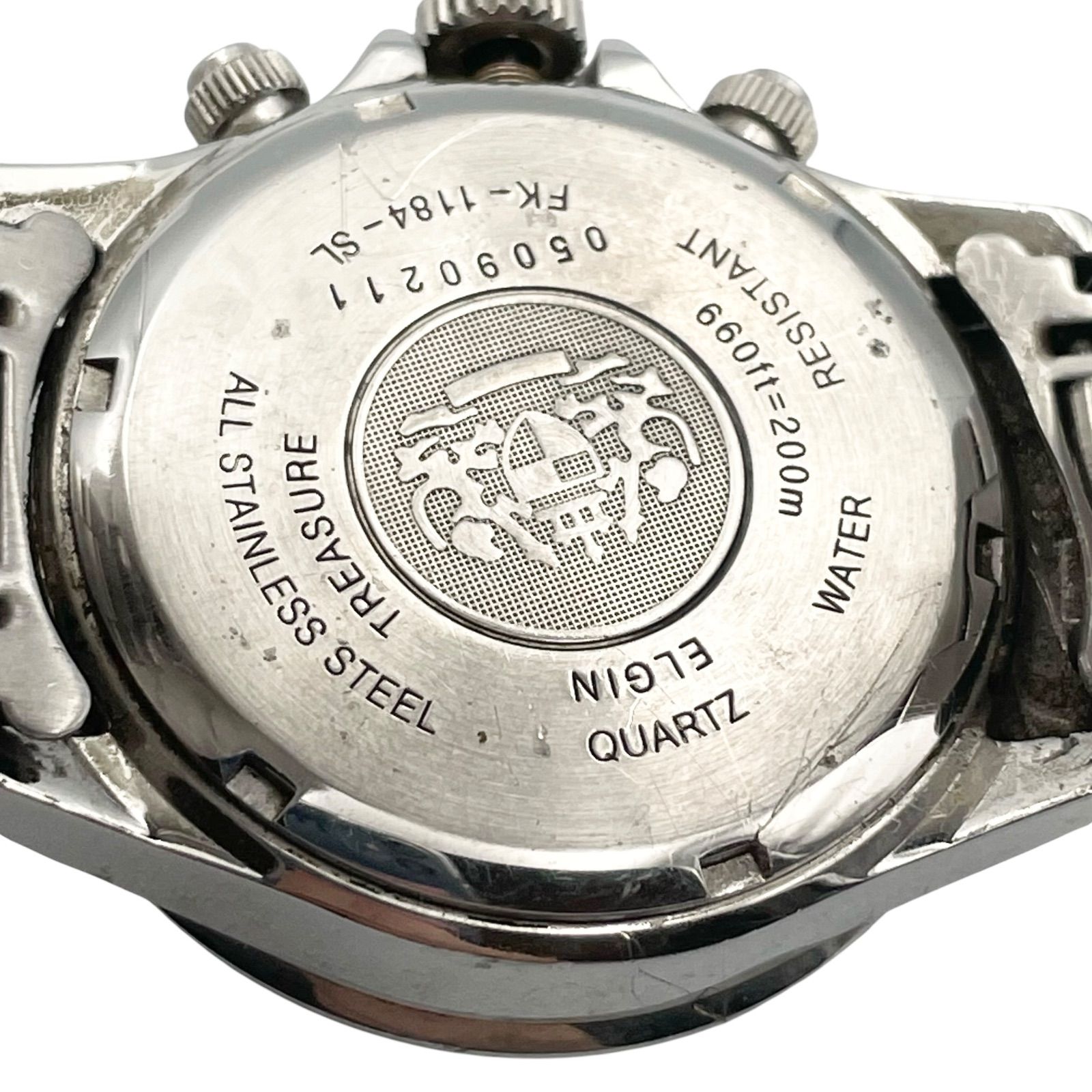稼働 ELGIN エルジン クロノグラフ FK-1184N-SL 腕時計 クォーツ 3針 