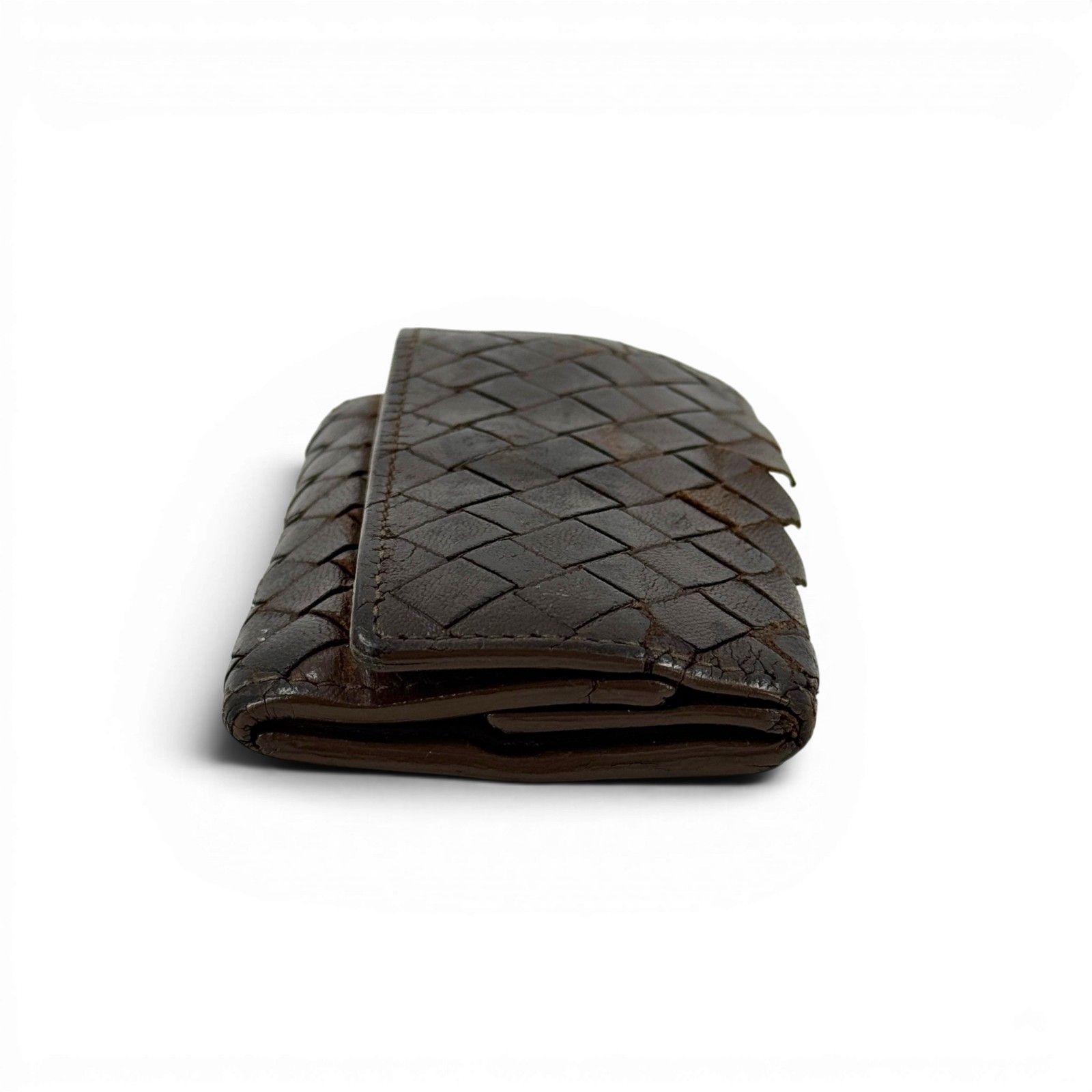 BOTTEGA VENETA イントレチャート レザー ダークブラウン コインケース