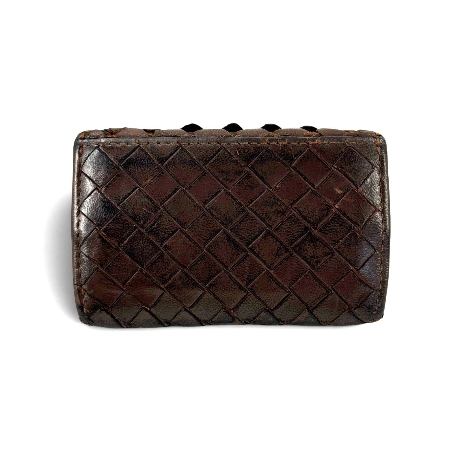 BOTTEGA VENETA イントレチャート レザー ダークブラウン コインケース