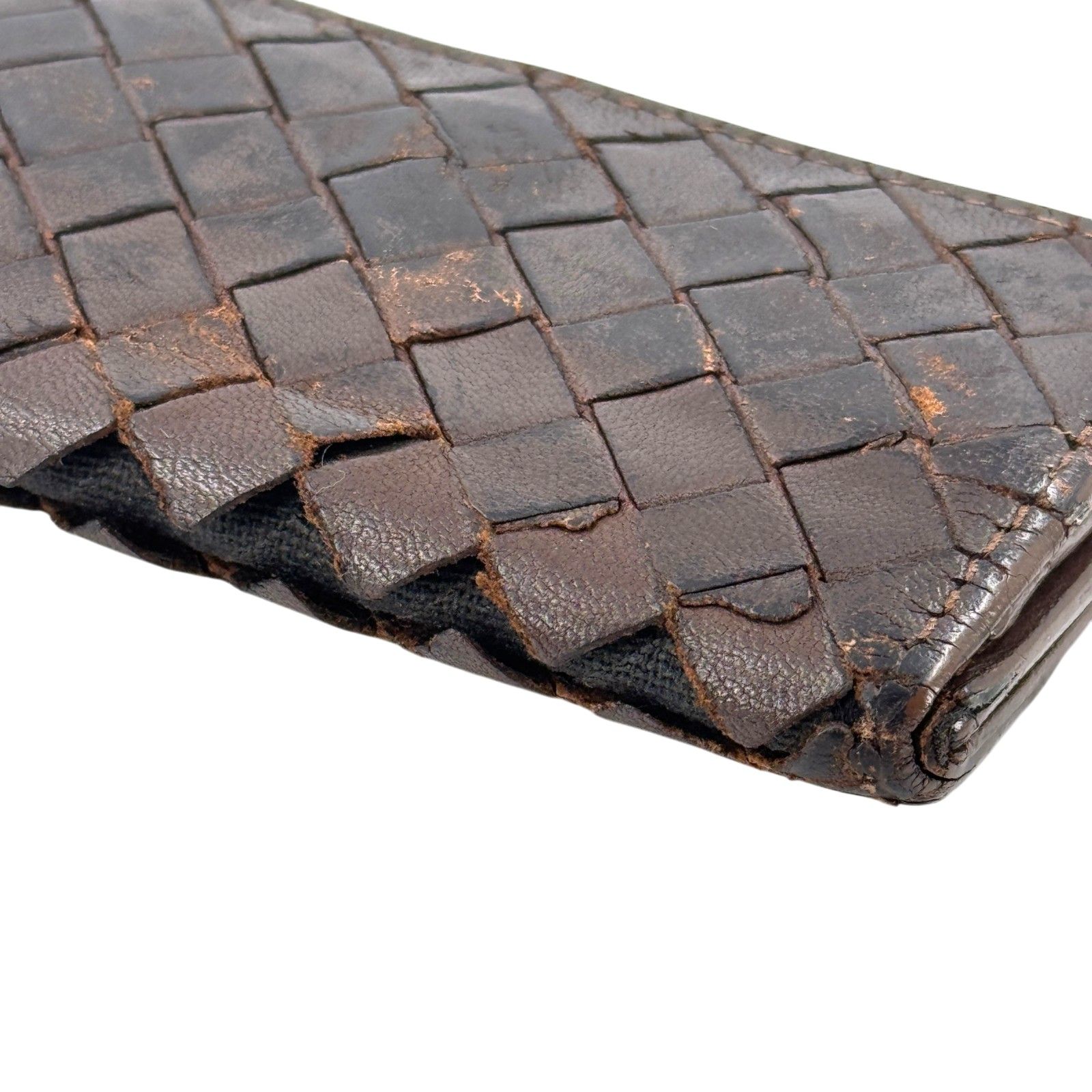 BOTTEGA VENETA イントレチャート レザー ダークブラウン コインケース