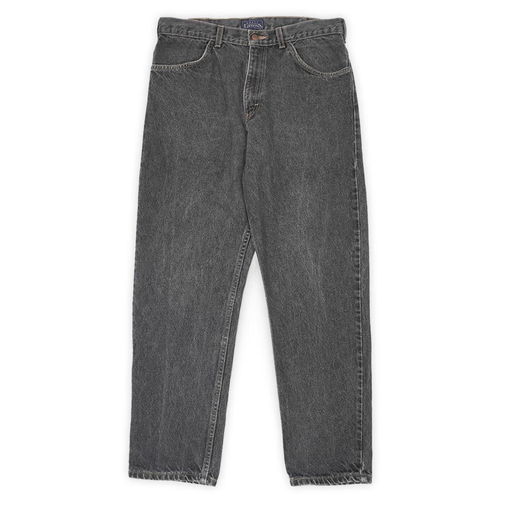 ベーシックエディションズ BASIC EDITIONS 90s 90年代 先染めブラックデニムパンツ ジーンズ ストレート 珍品 USA ヴィンテージ アメリカ 505 501 古着 メンズ ズボン・パンツ 黒 W34 L30【中古】