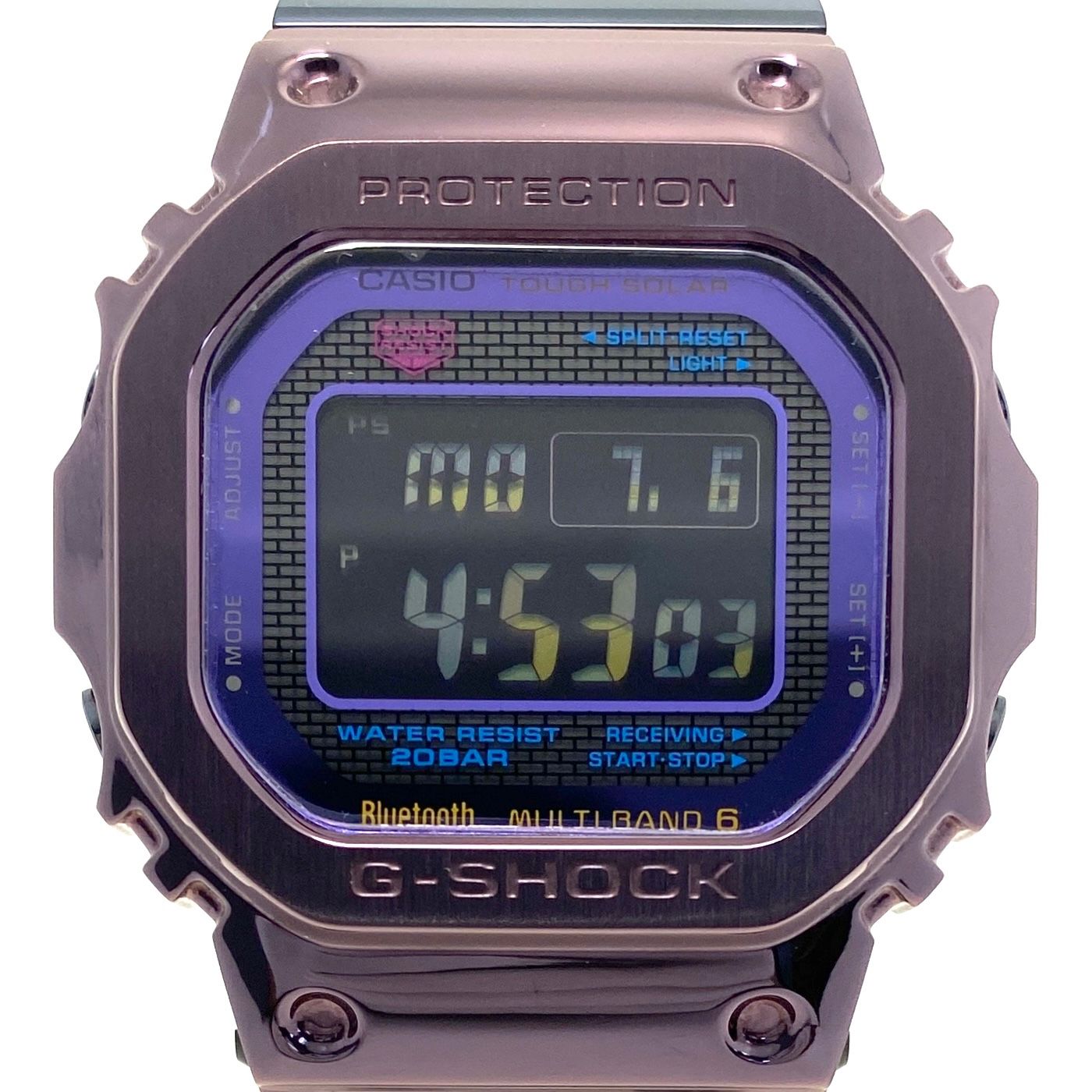 【美品・希少】メンズ 腕時計 カシオ CASIO ジーショック G-SHOCK GMW-B5000PB-6JF 東京の夕暮れ フルメタル パープル 電波ソーラー モバイルリンク スクエア デジタル 生産終了モデル 66,000円