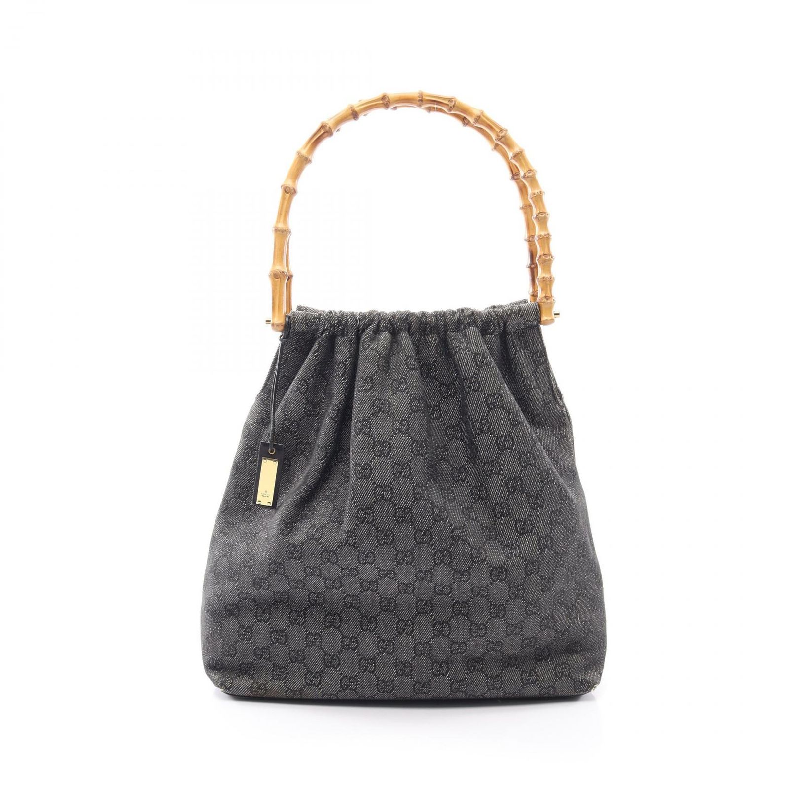 グッチ GUCCI ショルダーバッグ バンブー GG柄 92709 ブラック キャンバス レザー バンブー ショルダーバッグ レディース Used B