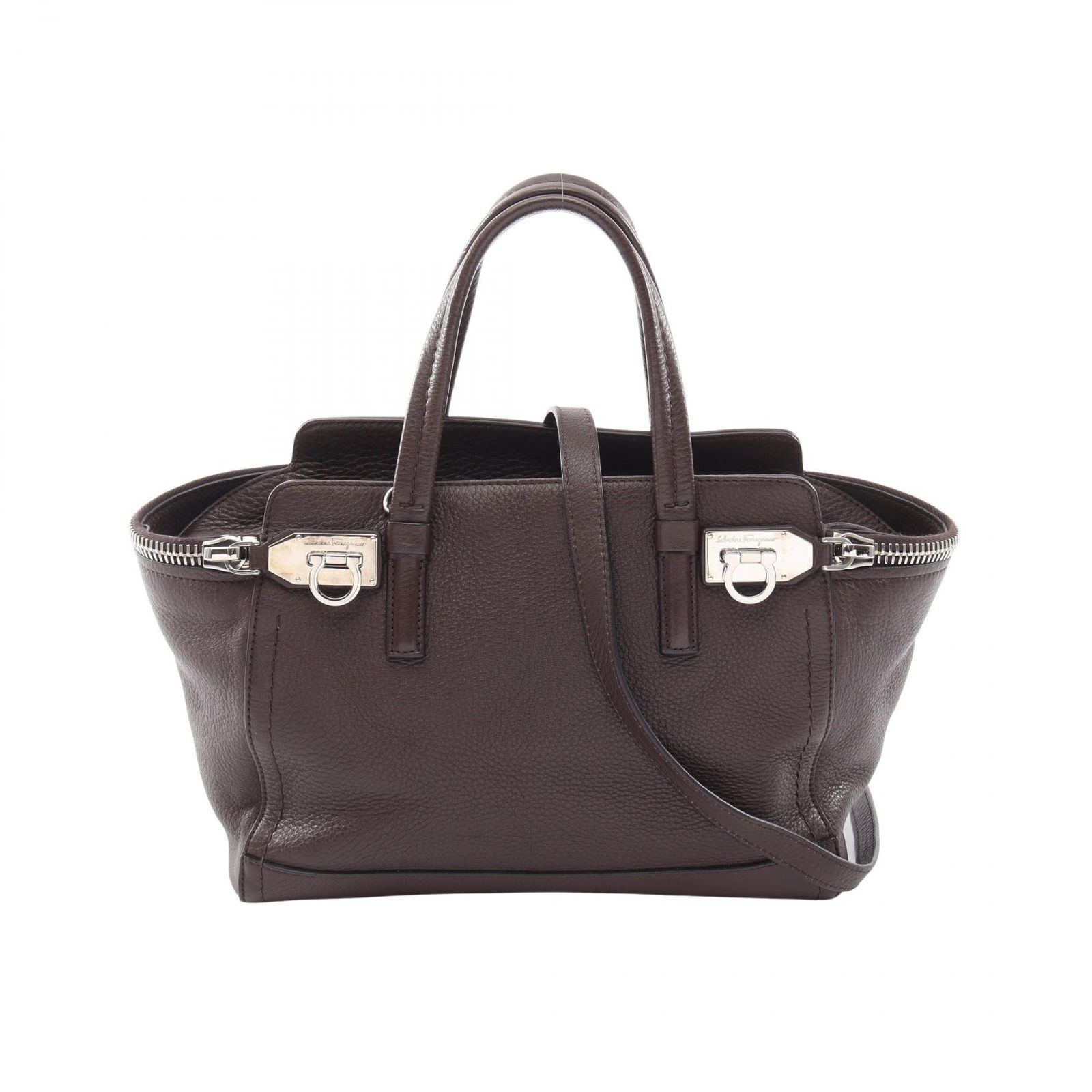 サルヴァトーレフェラガモ Salvatore Ferragamo ハンドバッグ ガンチーニ 2WAY ブラウン レザー ガンチーニ 2wayトート レディース Used A