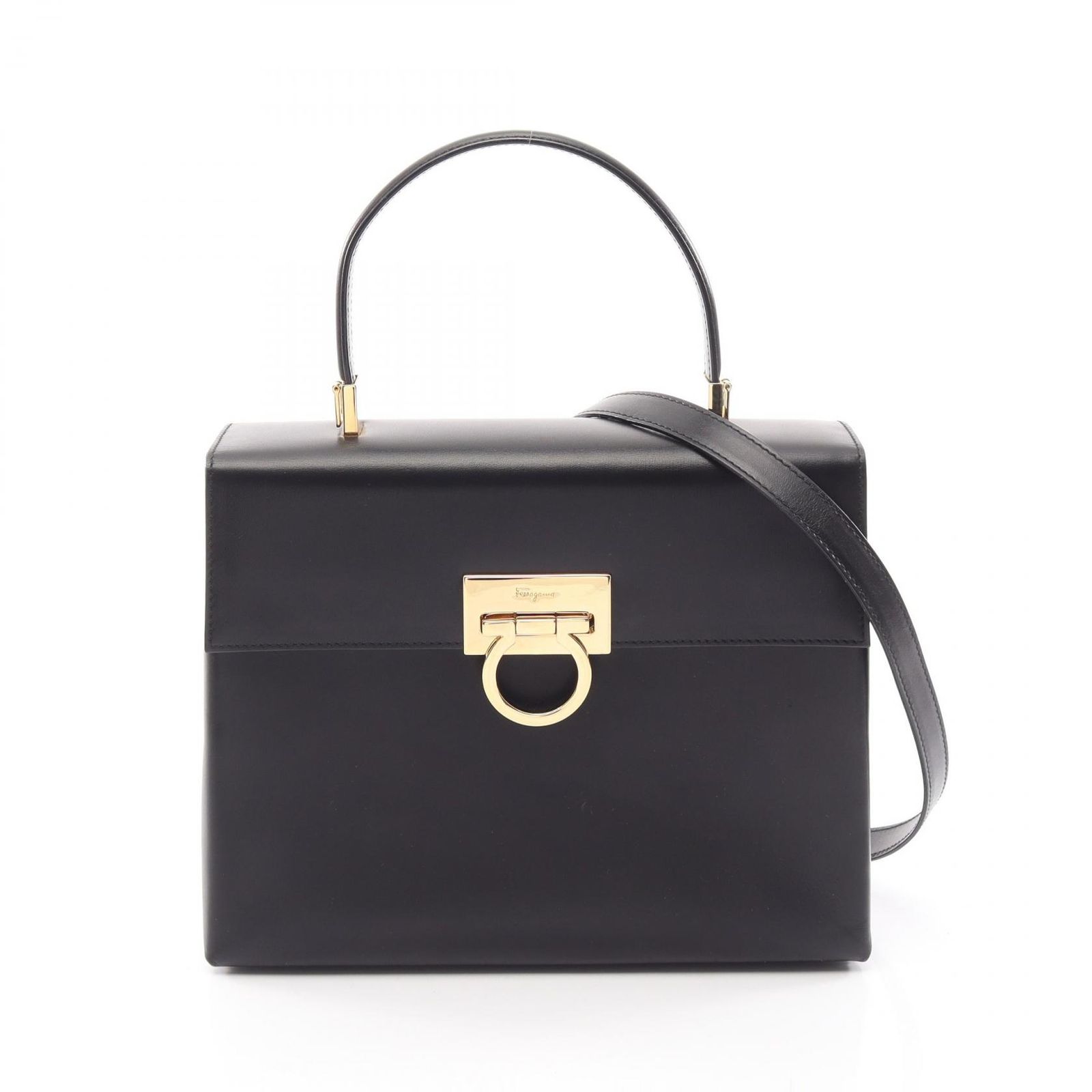 サルヴァトーレフェラガモ Salvatore Ferragamo ハンドバッグ ガンチーニ 2WAY ブラック レザー ガンチーニ 2wayショルダー レディース Used A