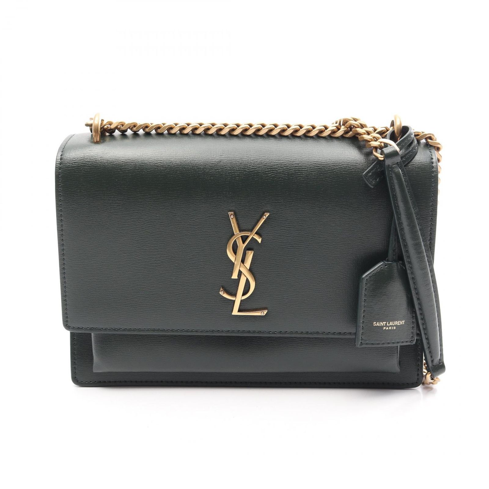 サンローランパリ SAINT LAURENT PARIS ショルダーバッグ サンセット ミディアム ダークグリーン レザー サンセット ミディアム レディース Used A