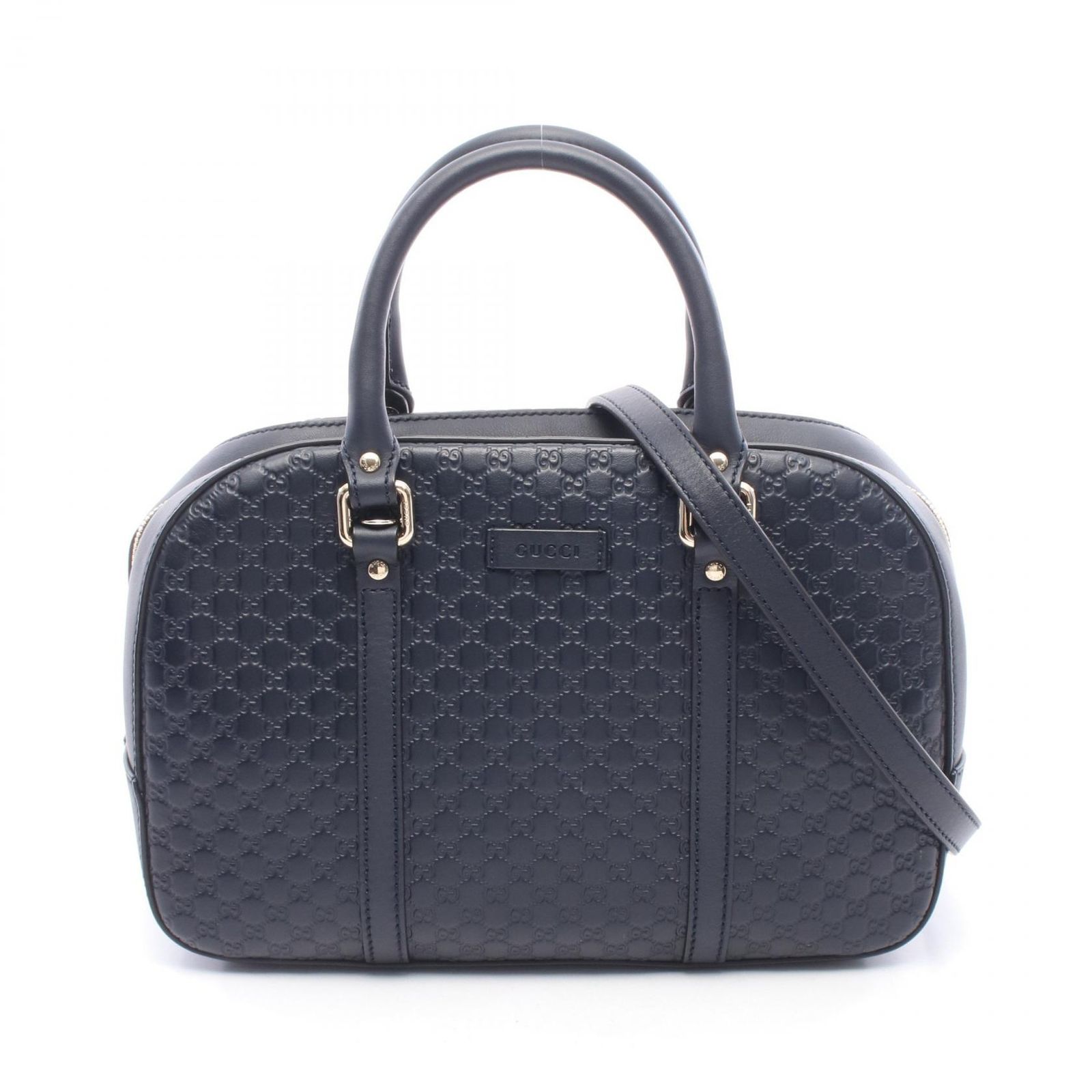 グッチ GUCCI ハンドバッグ マイクログッチシマ 2WAY 510286 ネイビー レザー マイクロ グッチシマ 2way ミニボストンバッグ レディース Used A