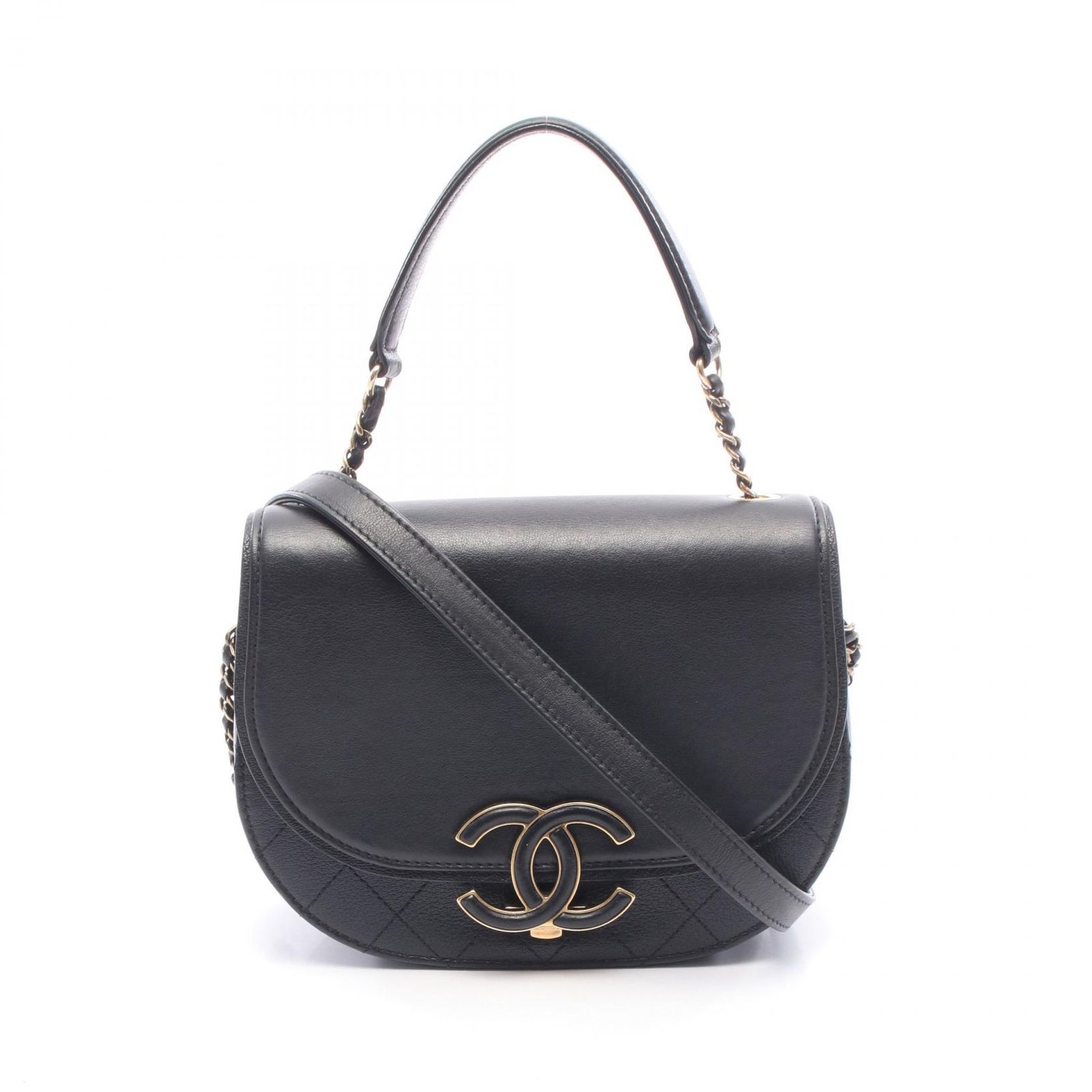 シャネル CHANEL ショルダーバッグ マトラッセ 2WAY A93460 ブラック レザー ココカーブ チェーンショルダー レディース Used A