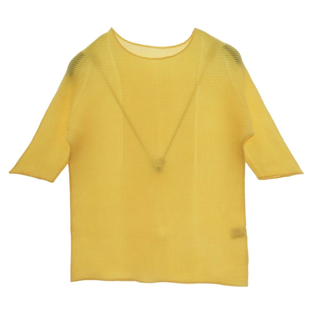 ISSEY MIYAKE イッセイミヤケ PP01FK934 PLEATS (T.) ボックス プリーツ加工 半袖 Tシャツ カットソー イエロー系 3【美品】【中古】 7,962円