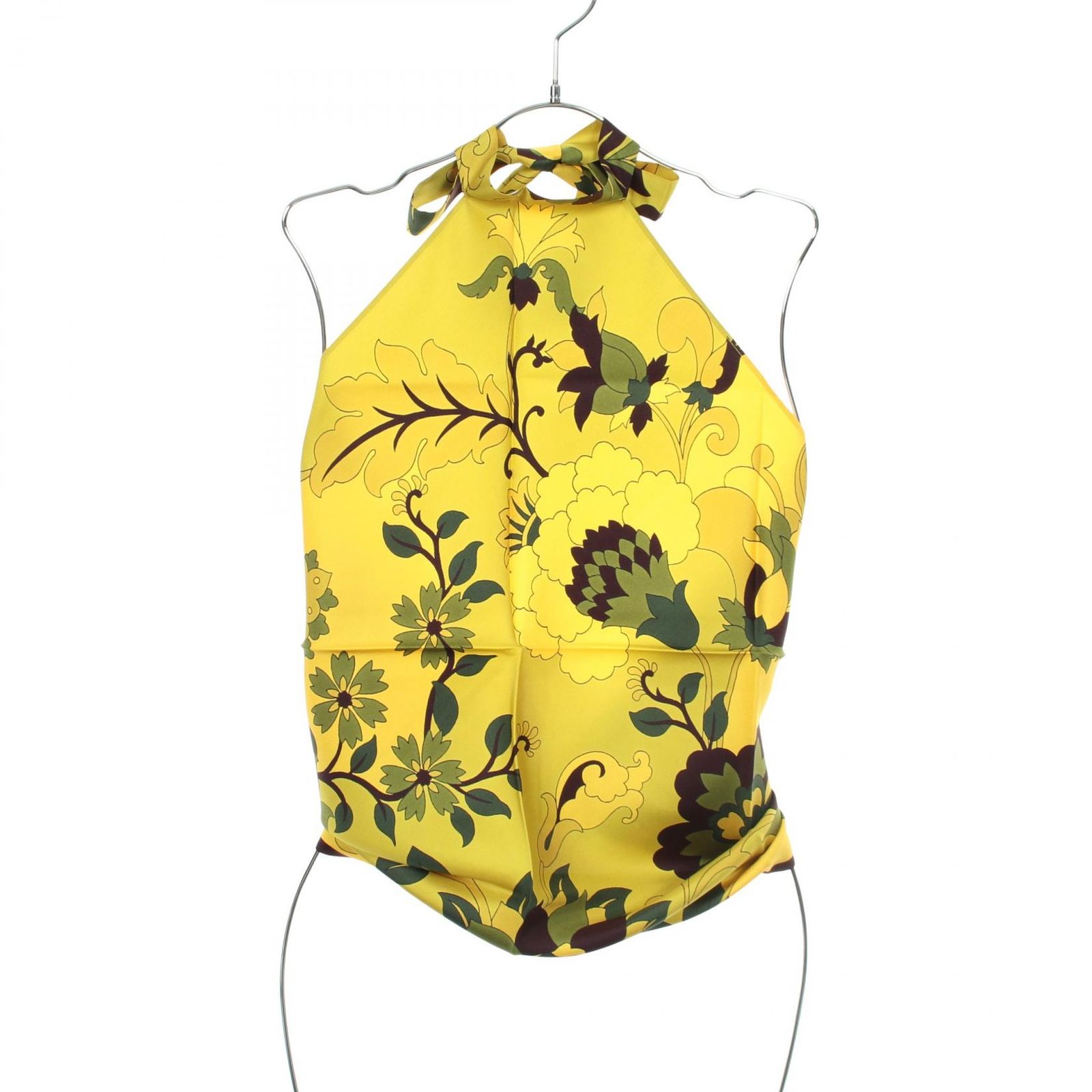 ディオール Dior タンクトップ 花柄 ホルターネック シルク ホルターネックトップス レディース Used A