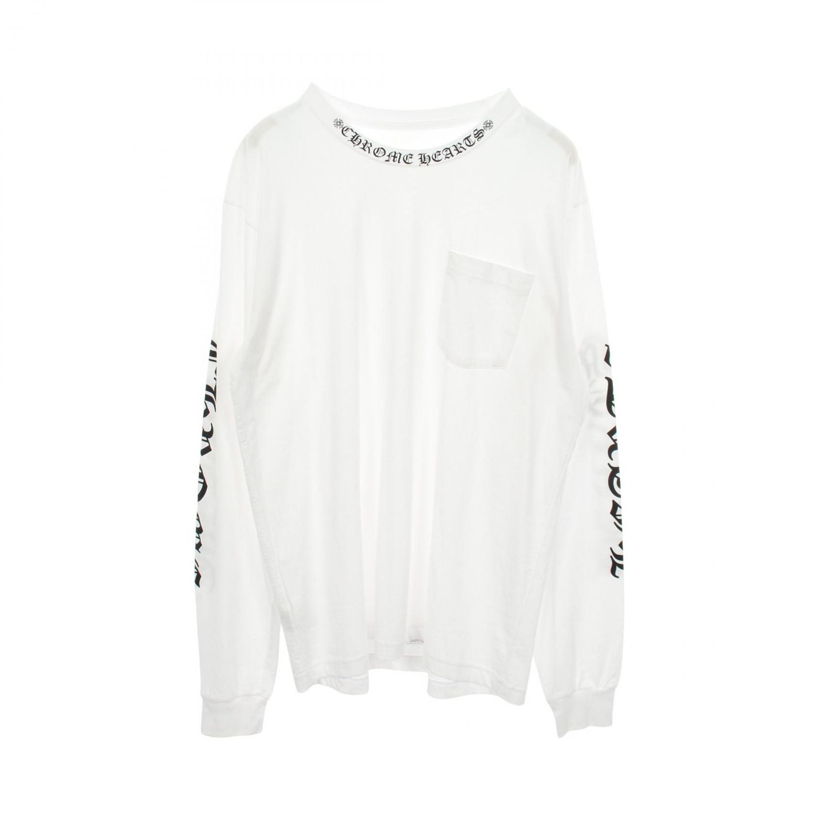 クロムハーツ CHROME HEARTS 長袖Tシャツ ネックロゴ ポケット付き コットン ネックロゴ Tシャツ メンズ Used A