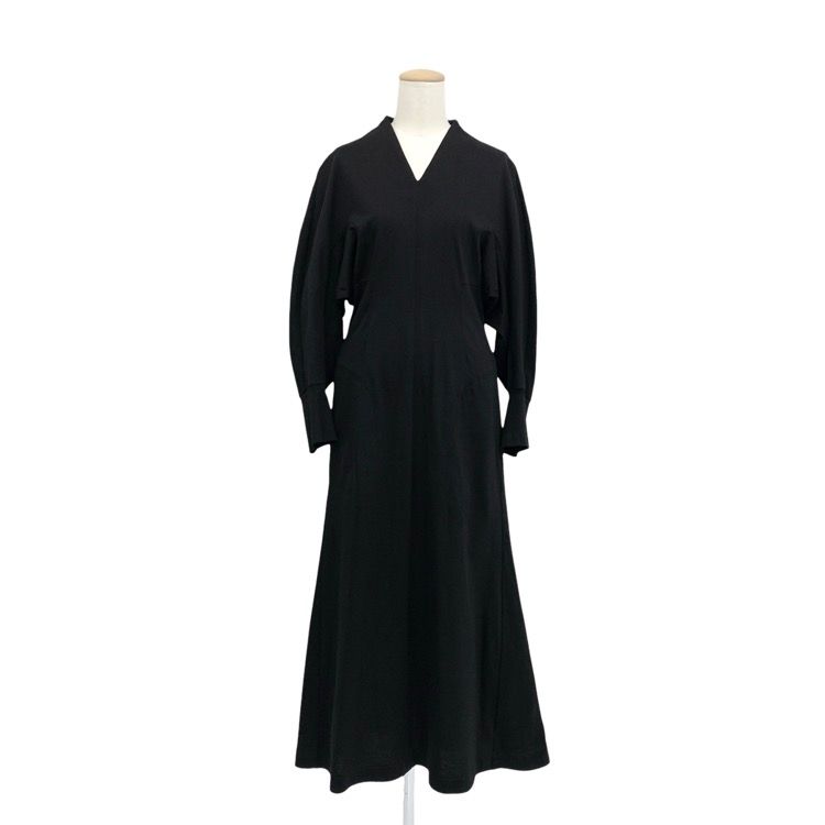Mame Kurogouchi マメクロゴウチ V-Neck Classic Cotton Dress クラシック ワンピース ブラック 2 MM22PF-JS737