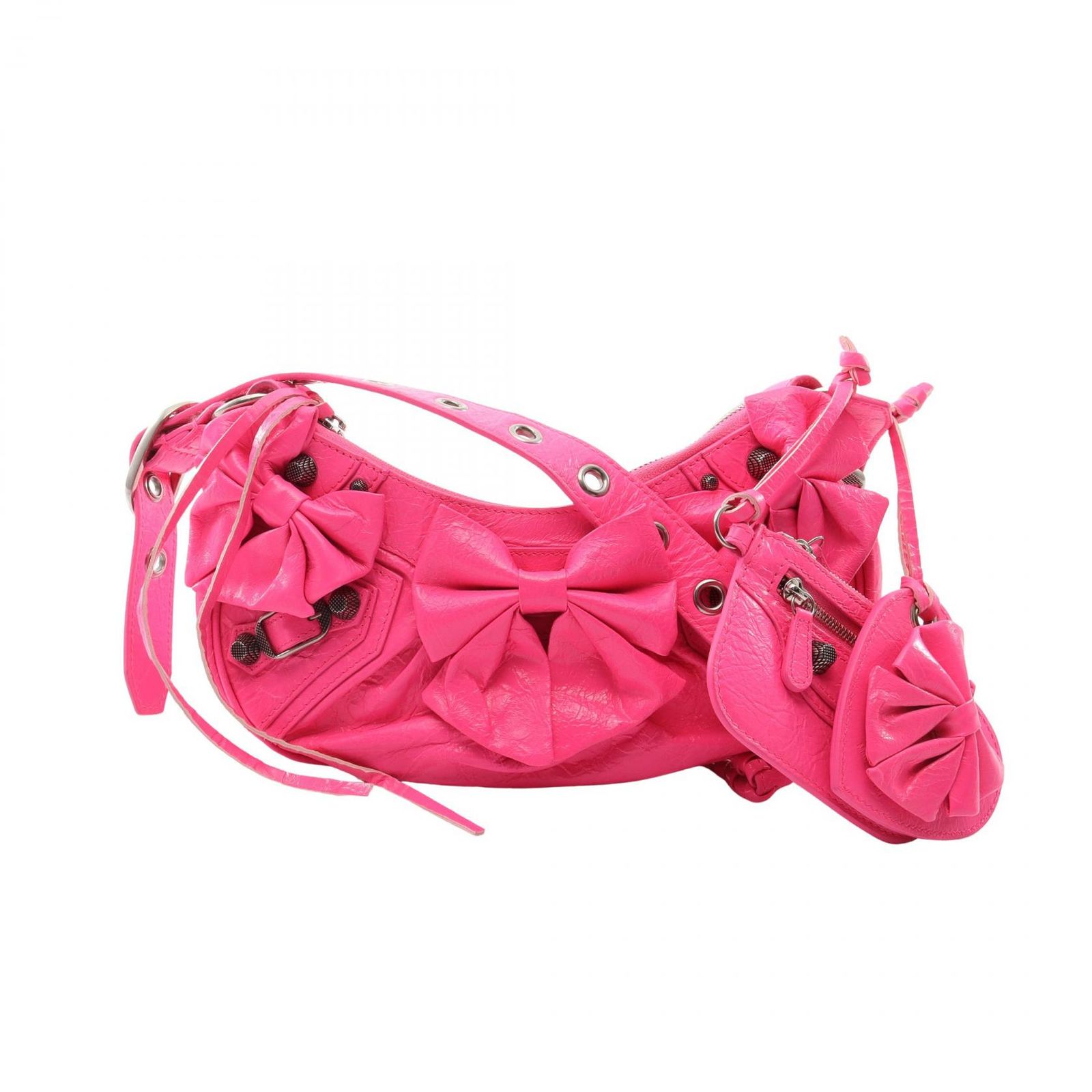 バレンシアガ BALENCIAGA ショルダーバッグ LE CAGOLE XS ル カゴール リボン ピンク レザー ル・カゴール XS レディース Used A