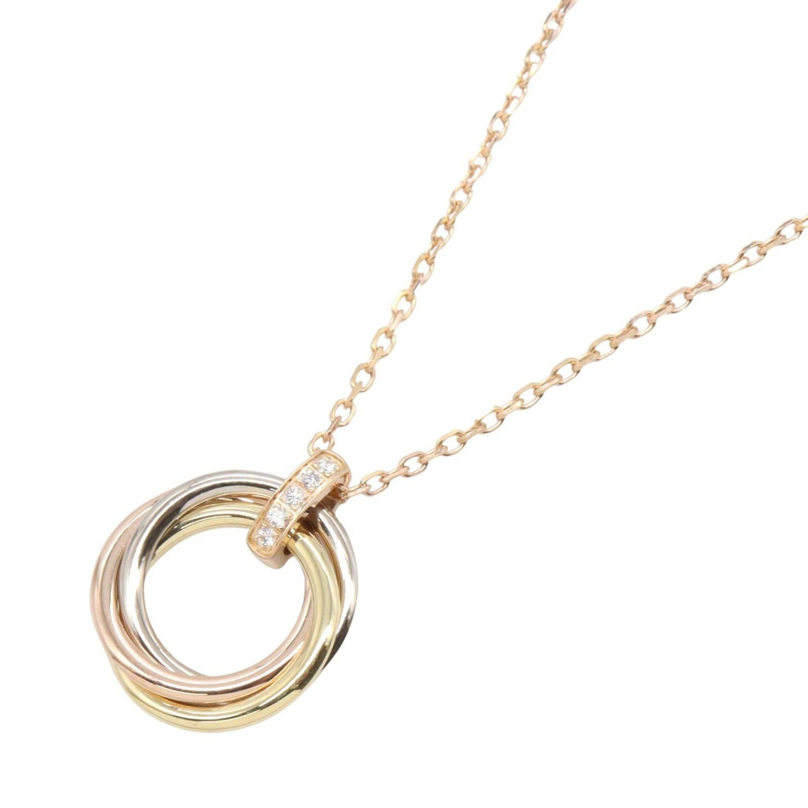 カルティエ CARTIER ネックレス トリニティ ダイヤ ネックレス 首回41.5cm K18（イエローゴールド） K18WG（ホワイトゴールド） トリニティ ダイヤ ネックレス レディース