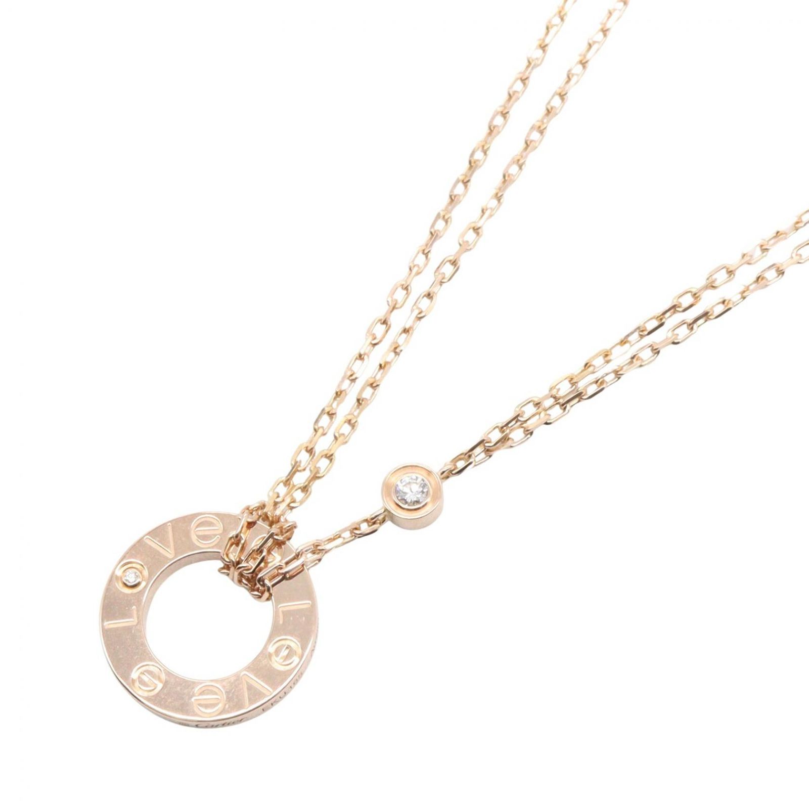 カルティエ CARTIER ネックレス ラブサークル ネックレス 2PD B7224509 首回41cm K18PG（ピンクゴールド） ダイヤモンド ラブサークル ネックレス 2PD レディース Used A 189,400円