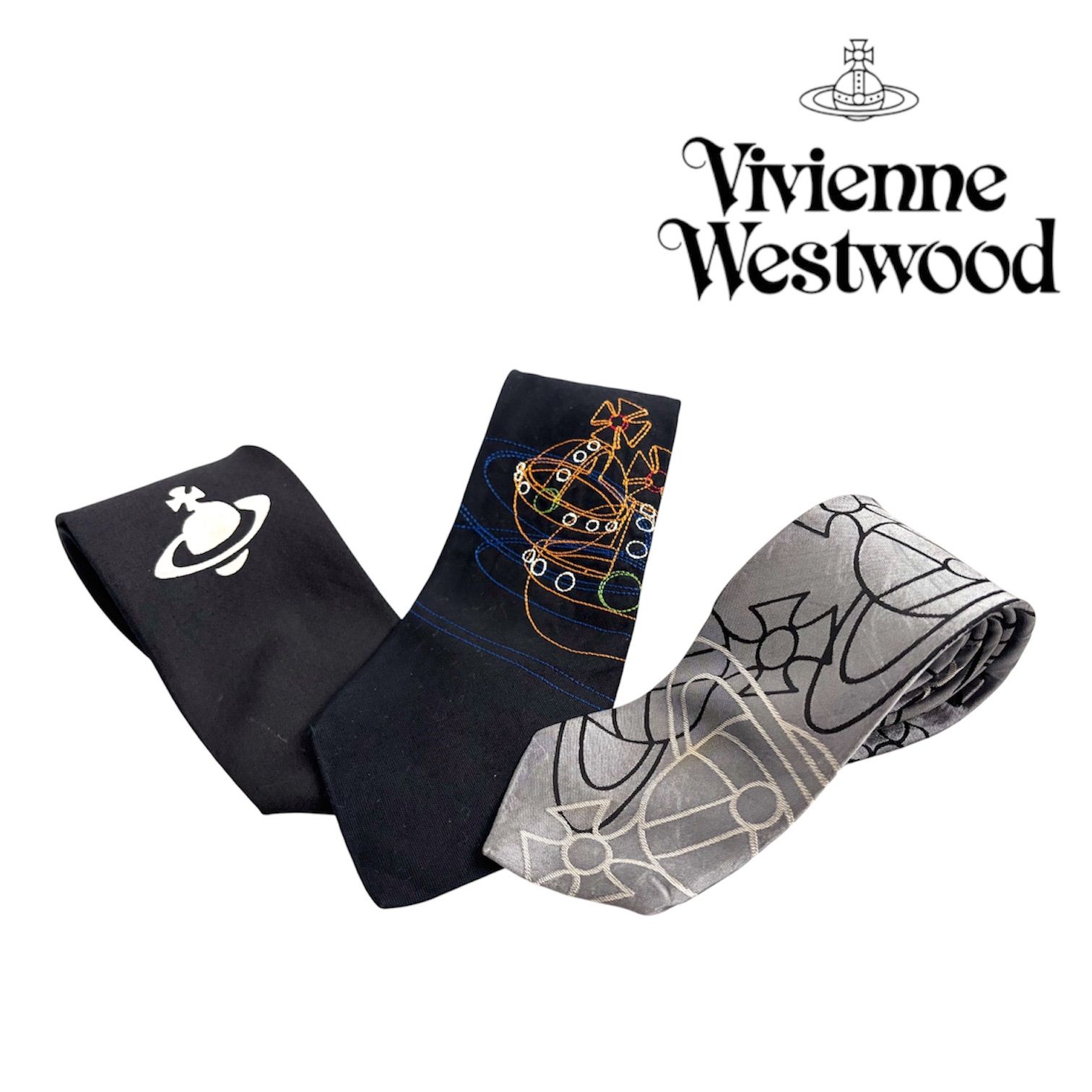 Vivienne Westwood ヴィアンウエストウッド ACCESSORIES ネクタイ 3本まとめ 日本製 MADE INI TALY ウィメンズ メンズ 現状品