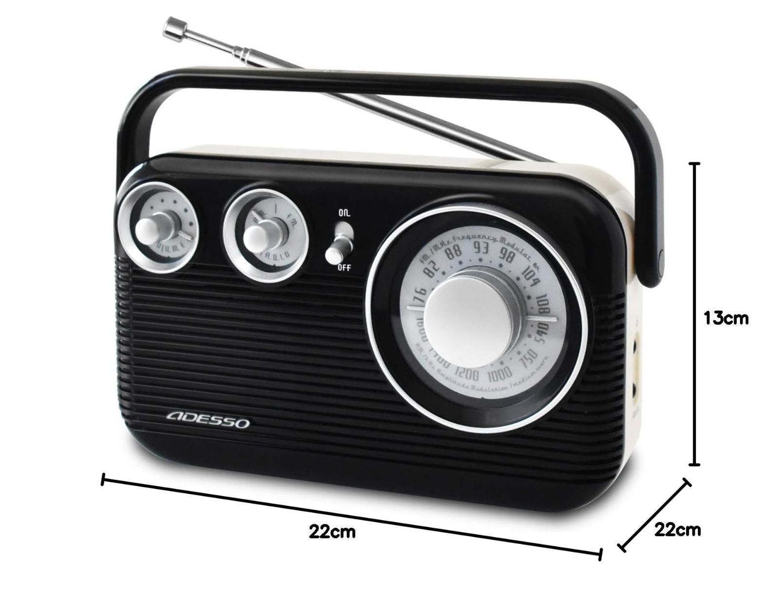ADESSO(アデッソ) ラジオ AM FM レトロ デザイン ブラック RA-601BK