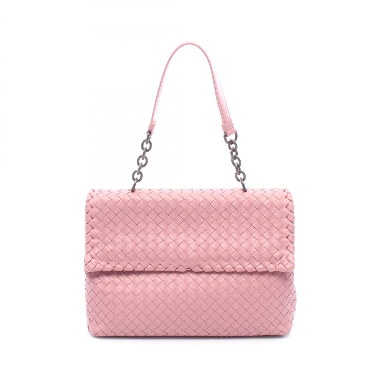 ボッテガヴェネタ BOTTEGA VENETA ショルダーバッグ イントレチャート ピンク ラムスキン（羊革） イントレチャート チェーン トップハンドルバック レディース