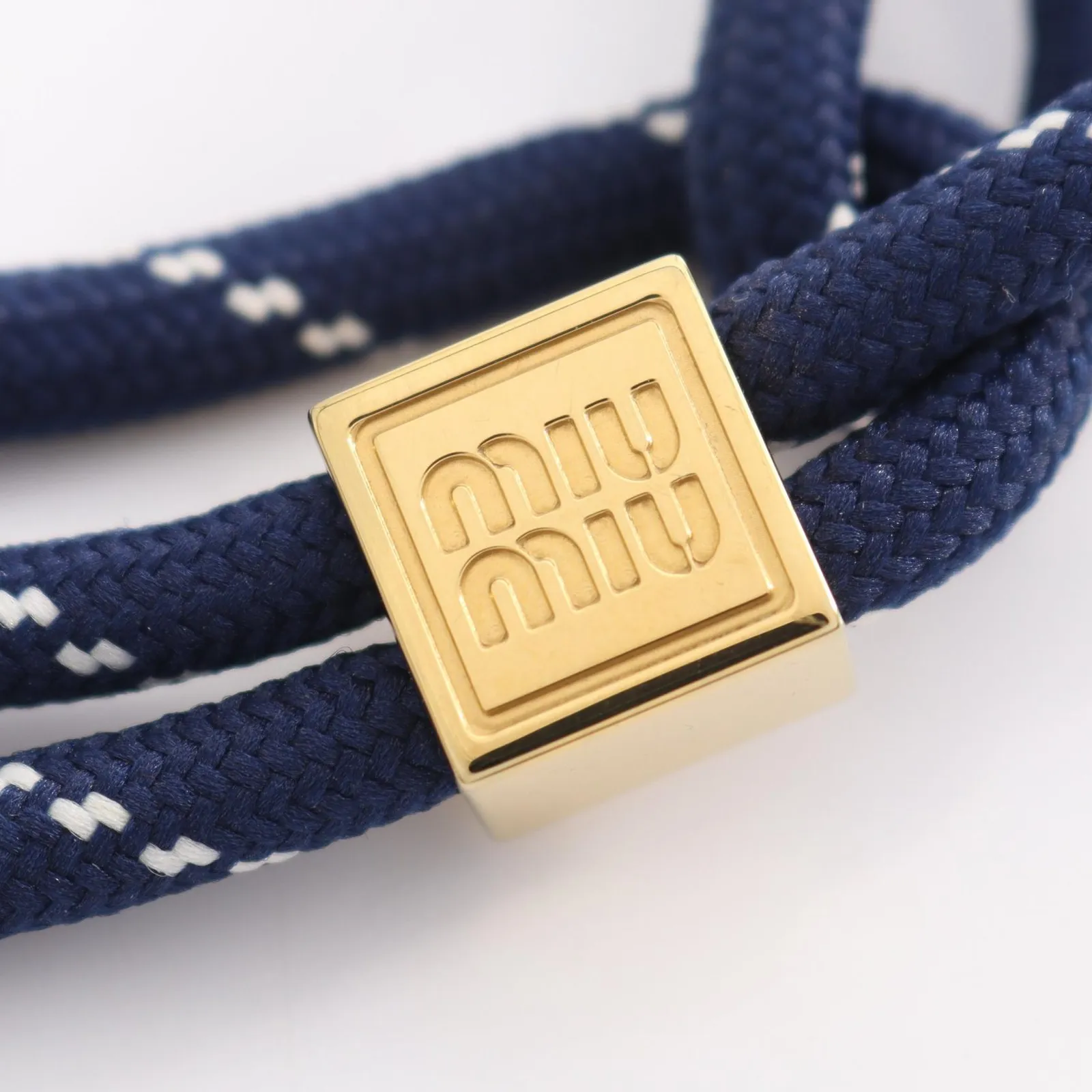 ミュウ ミュウ Miu Miu ブレスレット コード ロゴメタル ネイビー GP