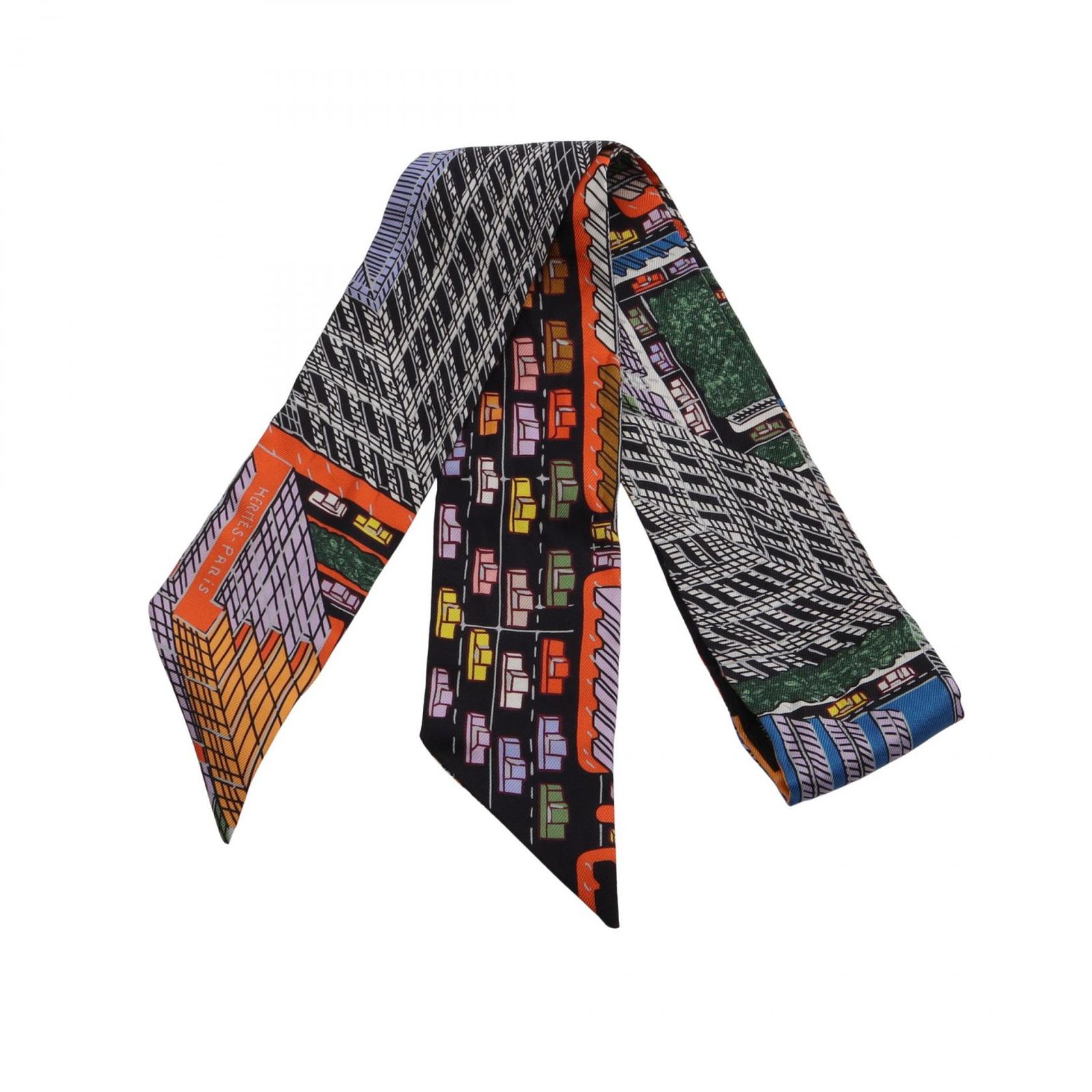 エルメス HERMES スカーフ ツイリー PANTIN CITY シルク ツイリー レディース Used A