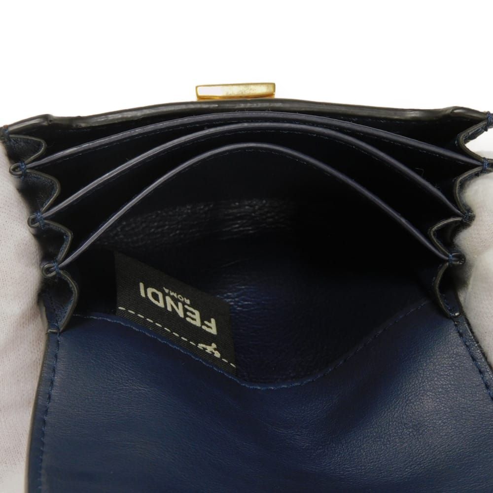 FENDI フェンディ フェンディウェイカードホルダー ネイビー バイカラー ツイストロック コンパートメント マチ付き パスケース 名刺入れ ロゴ ターンロック ブラウン カードケース 8M0416 A5DY F16GP FENDI フェンディ フェンディウェイカードホルダー ネイビー バイ