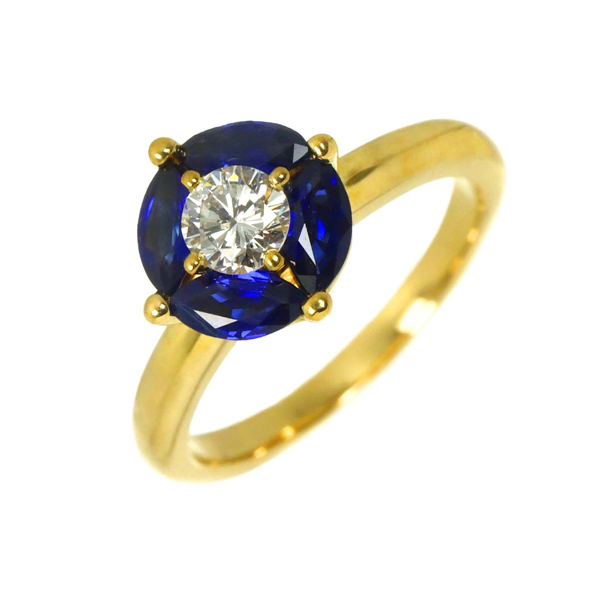 リング 12.5号 サファイヤ 1.143ct ダイヤ 0.39ct K18 YG イエローゴールド 750 指輪 Sapphire Ring 90333440