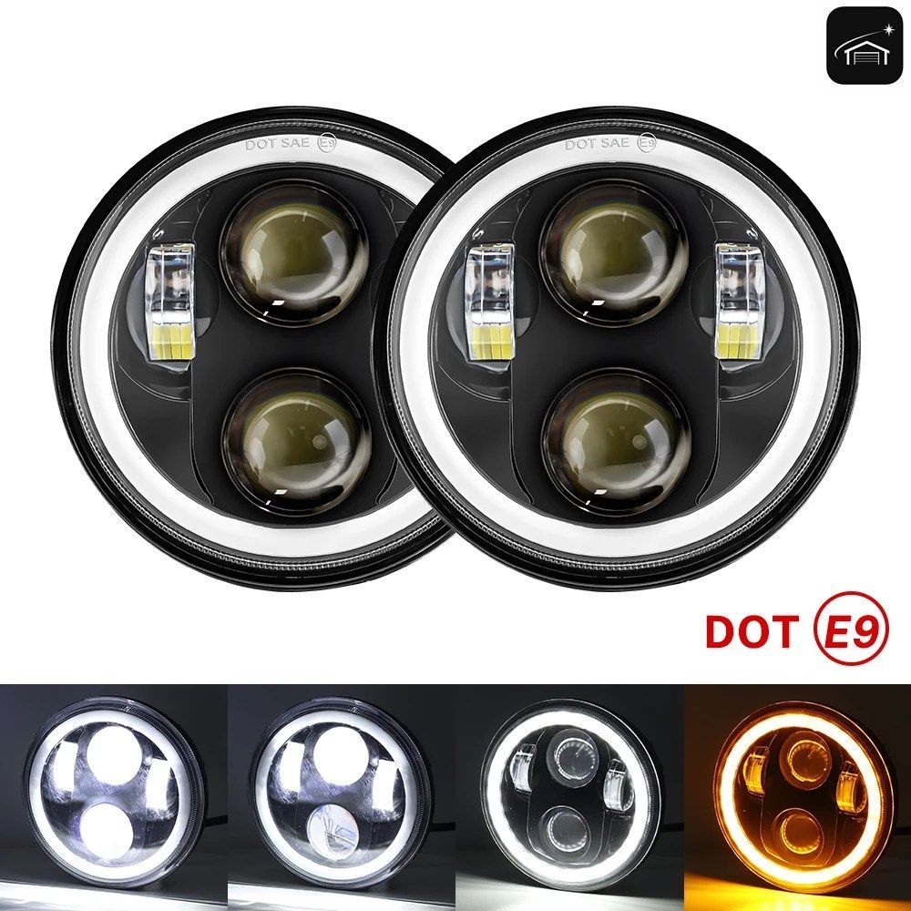 車バイク 5.75インチ LED ヘッドライト ハーレーインディアンヤマハ ホンダトライアンフIII 5 3/4インチ H4 ヘッドランプ BMW 325I カスタ