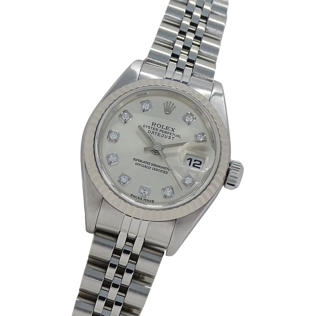 ロレックス ROLEX デイトジャスト 79174G K番 時計 レディース ブランド 10P ダイヤモンド 自動巻き AT ステンレス SS ホワイトゴールド WG シルバー 磨き済み 【中古】