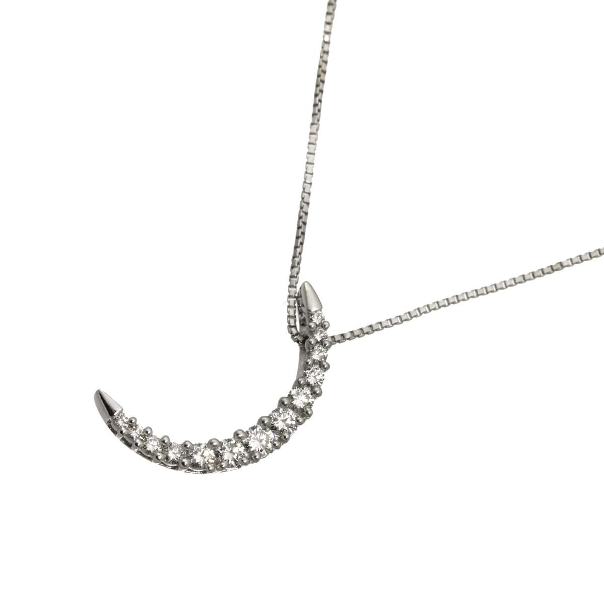 タサキ TASAKI ダイヤ 0.36ct ネックレス 45cm K18 WG ホワイトゴールド 750 田崎真珠 月 Necklace 90328597