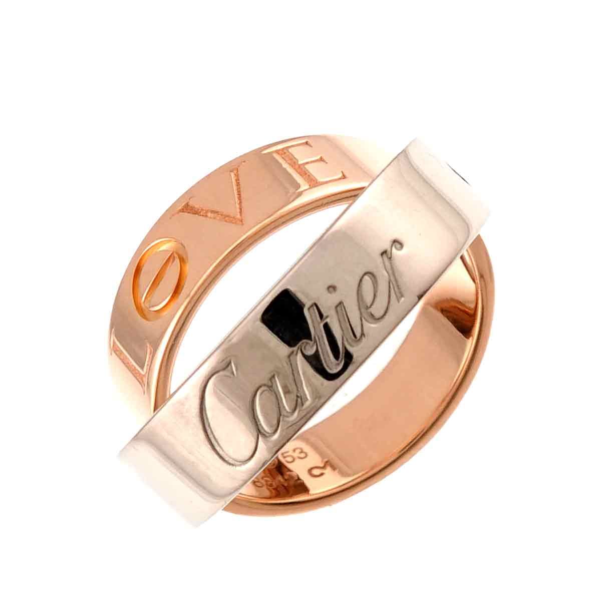 カルティエ Cartier シークレットラブ #53 リング K18 WG PG ツー