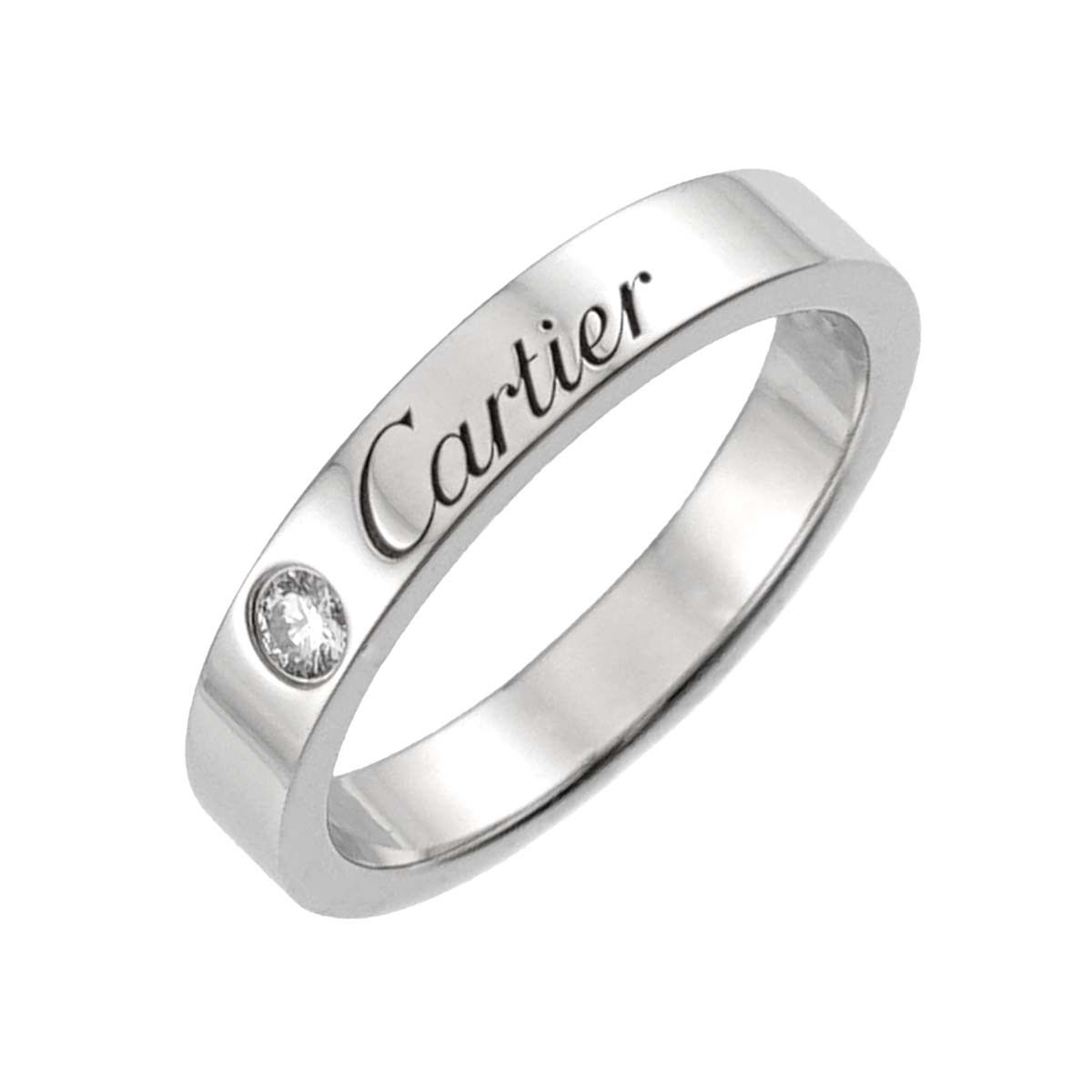 カルティエ Cartier Cドゥ #46 リング 幅3mm ダイヤ 1P Pt プラチナ 指輪 Diamond Ring 90332281